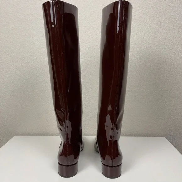 Loeffler Randall 35mm Indy Knee High Boot Chocolate Patent Leather Size 8 - Picture 3 of 16
